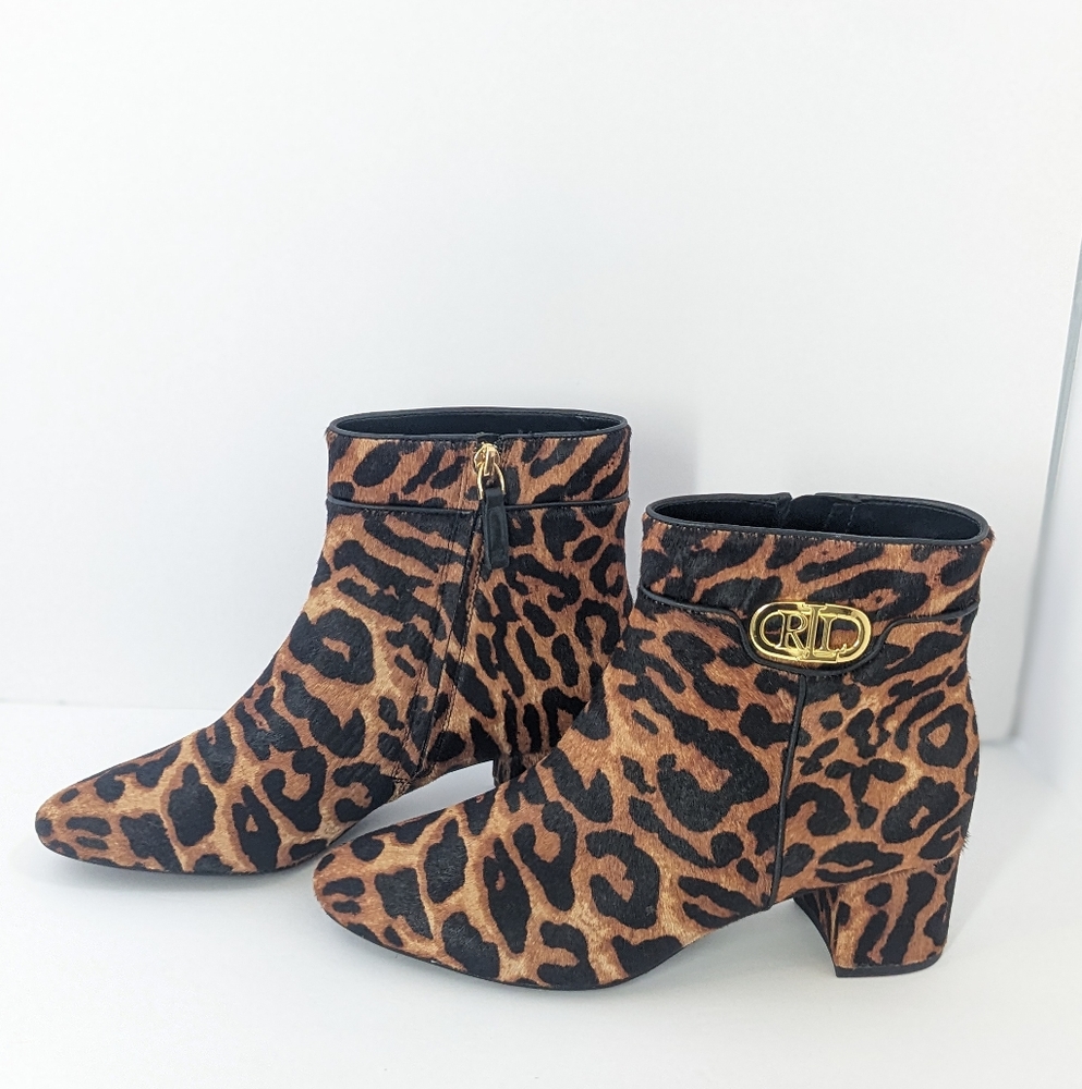 NWOT Lauren Ralph Lauren Leopard Ankle Boots - Picture 15 of 16